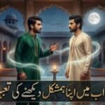 Two men facing each other with mystical aura in a palace setting at night.